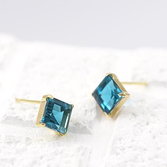 1月誕生石のアクセサリー K18YG ロンドンブルートパーズ ひし形 1月誕生石のアクセサリー K18YG ロンドンブルートパーズ ひし形