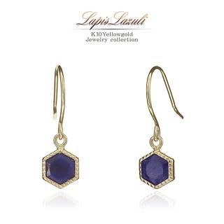 K10YG ラピスラズリ 六角形フックピアス 【当日出荷(平日13時迄)/女性への誕生日プレゼントに「ジュエリーローラ公式」】