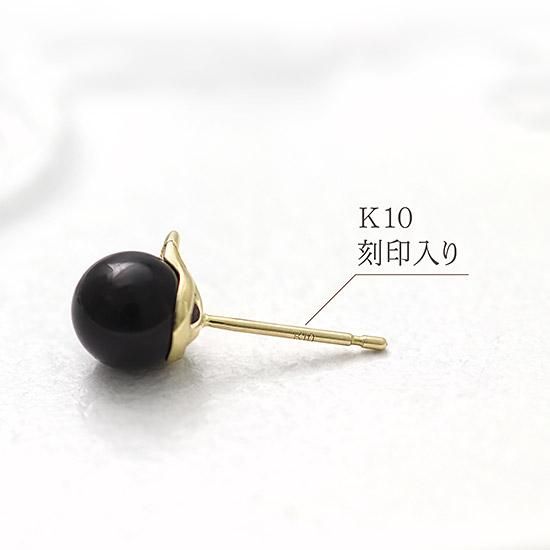 アクセサリーのプレゼント K10YG オニキス 猫ピアス |ギフト専門