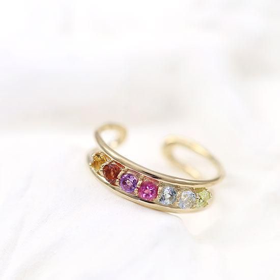 K10YG マルチストーン イヤーカフ 10金イエローゴールド ギフト