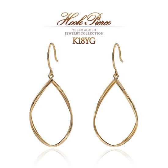 フックピアス　エメラルドが1粒ゆれるシンプルピアス　K18YG フックピアス エメラルドが1粒ゆれるシンプルピアス K18YG