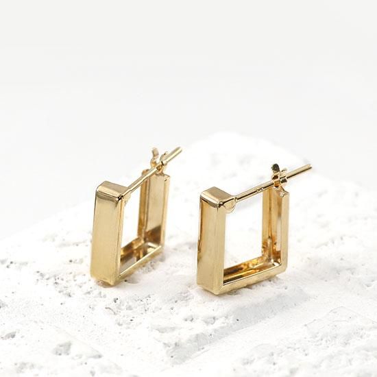 アクセサリーのプレゼント K18YG スクエア フープピアス 18金イエロー