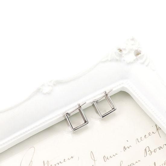 アクセサリーのプレゼント Pt900 スクエア フープピアス プラチナ900