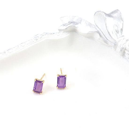 アクセサリーのプレゼント K18YG アメジスト ピアス 2月の誕生石