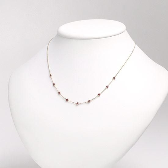 7月誕生石のアクセサリー K10YG ルビー ステーションネックレス