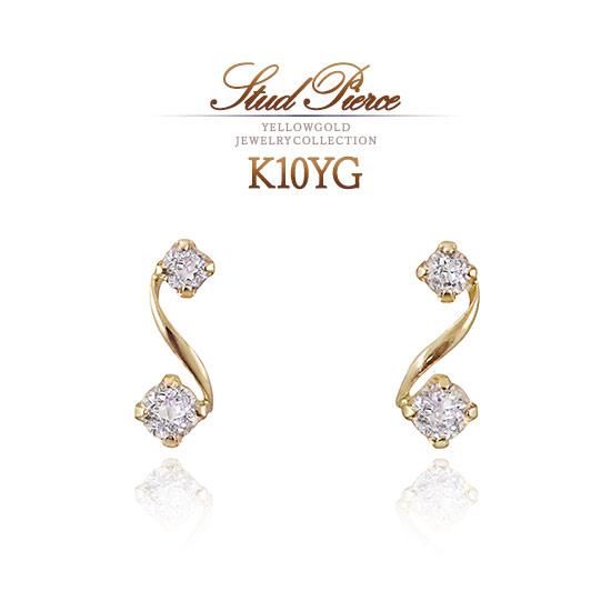 1月誕生石のアクセサリー K10YG ホワイトトパーズ ピアス 10金イエロー