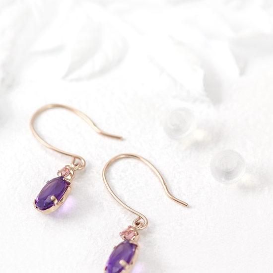 アクセサリーのプレゼント K10PG アメジスト&ピンクトルマリン