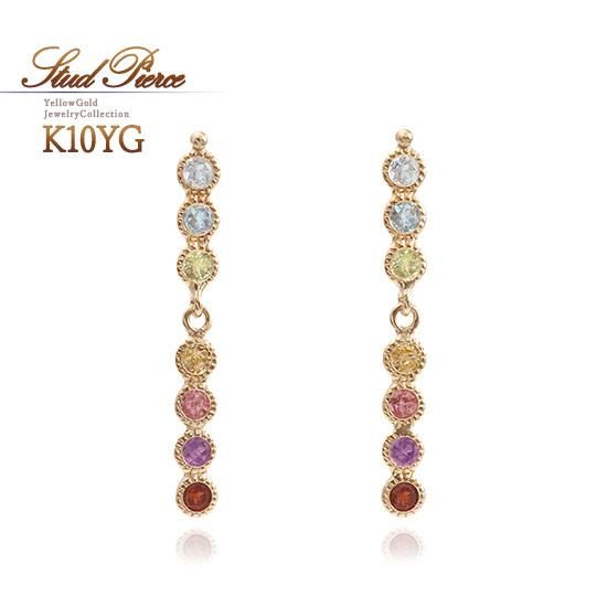 K10YG マルチストーン アミュレット ピアス