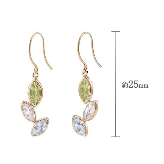 【0311-②】ピアス スカイブルーカイヤナイト&ブルームーンストーン※高品質 アクセサリーのプレゼント K10YG ペリドット＆ブルームーン