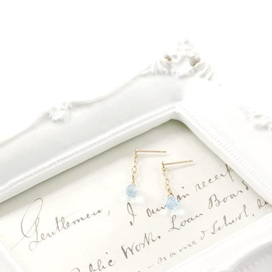 11月誕生石のプレゼント K10YG スカイブルートパーズ ピアス 11月の