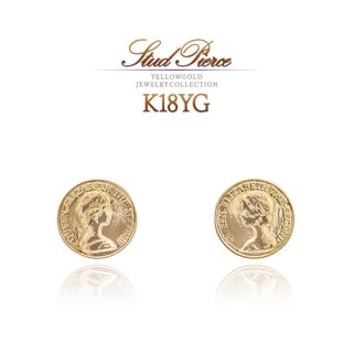 女性へのプレゼント K18YG コイン アメリカンピアス 18金イエロー