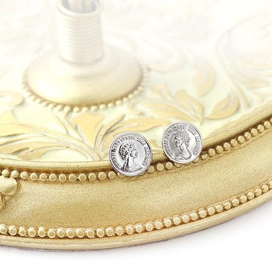 ジュエリー　Jewelry ROLA コイン　ピアス　K14WG 14金 アクセサリーのプレゼント K14WG コインモチーフ ピアス 14金