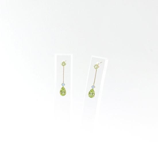 アクセサリーのプレゼント K10YG ペリドット＆ブルートパーズ