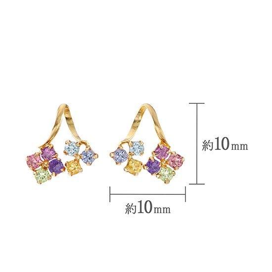 アクセサリーのプレゼント K18YG マルチストーン ピアス 18金イエロー
