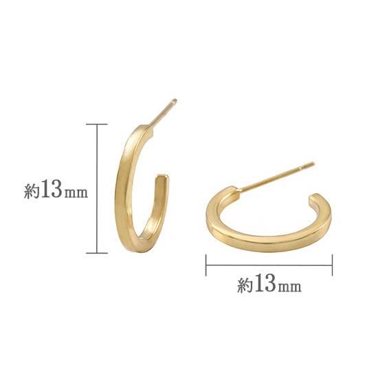 美品　K18YGフープピアス 彼女へのプレゼント K18YG 半円フープ ピアス 18金イエローゴールド