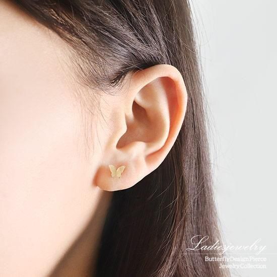 蝶モチーフ K10ゴールド ピアス バタフライ ボディピアス│K10ダイヤモンド軟骨ピアス・ちょっと
