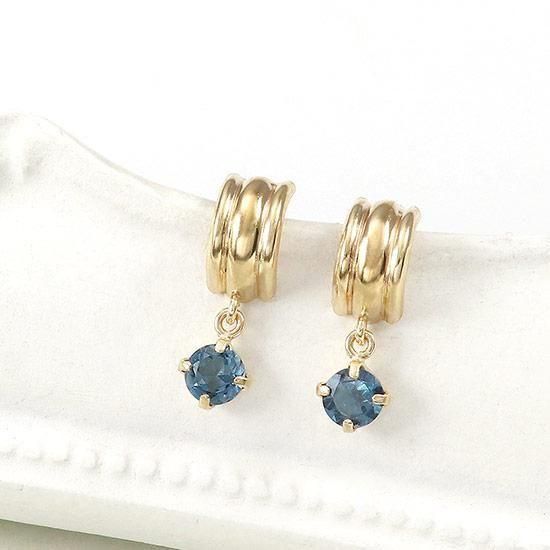 K10YG ロンドンブルートパーズピアス プレゼントに【JEWELRY