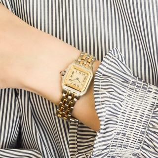 <img class='new_mark_img1' src='https://img.shop-pro.jp/img/new/icons47.gif' style='border:none;display:inline;margin:0px;padding:0px;width:auto;' />Cartier カルティエ｜パンテールSM 2ロウ｜クォーツ・1980年代製｜レディース アンティーク時計