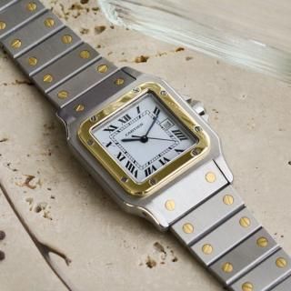 <img class='new_mark_img1' src='https://img.shop-pro.jp/img/new/icons47.gif' style='border:none;display:inline;margin:0px;padding:0px;width:auto;' />カルティエ Cartier｜サントスカレLM｜自動巻き・1980年代製｜メンズアンティーク時計