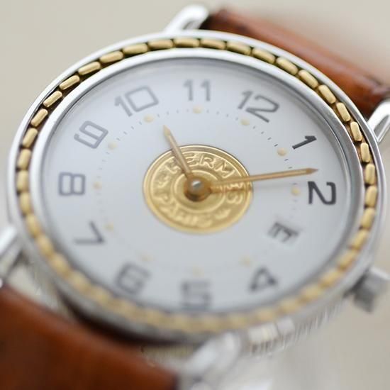 HERMES クォーツ 腕時計 シルバー/ゴールド エルメス HERMES クリッパー コンビ クォーツ 腕時計 シルバー