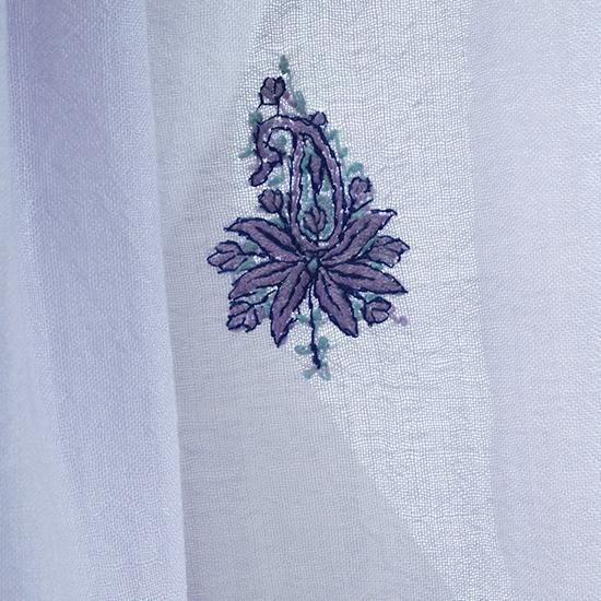 ウール&シルク ニードル手刺繍ストール 60cm×200cm(ラベンダー ウール&シルク ニードル手刺繍ストール 60cm×200cm(ラベンダー