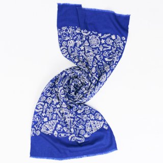 カシミヤ アリー手刺繍ストール 40cm×170cm(ロイヤルブルー) S-PA8002_0005