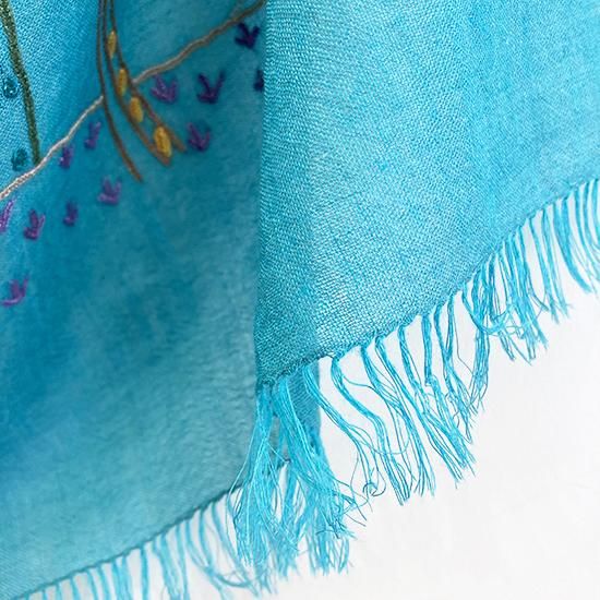 Peace On Earth ウール/シルク 手刺繍ストール60cm×190cm Peace On Earth ウール/シルク 手刺繍ストール60cm×190cm