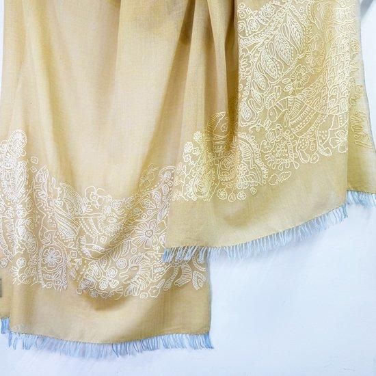薄手ウール&シルク アリー手刺繍ストール 60cm×180cm(イエロー 薄手ウール&シルク アリー手刺繍ストール 60cm×180cm(イエロー
