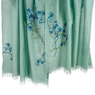 ウール&シルク アリー手刺繍ストール 60cm×200cm(ホワイト) S