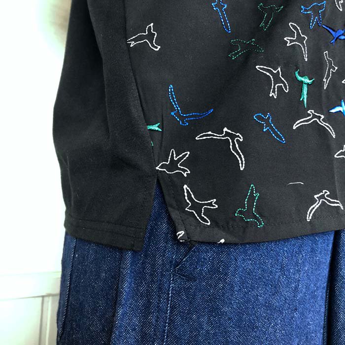 BARNDOOR サークル鳥刺繍異素材プルオーバーTシャツ サブイメージ