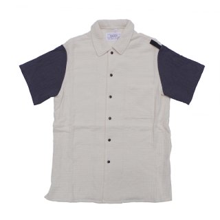 muslin flat collar shirt(ecru×charcoal)