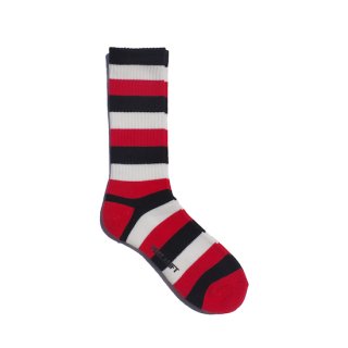 tricolor socks(white x black x red  )