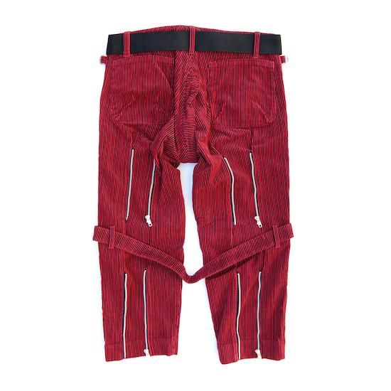 stripe cord bondage trousers modern(red) - PEEL&LIFT