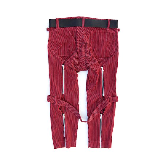 stripe cord bondage trousers modern(red) - PEEL&LIFT