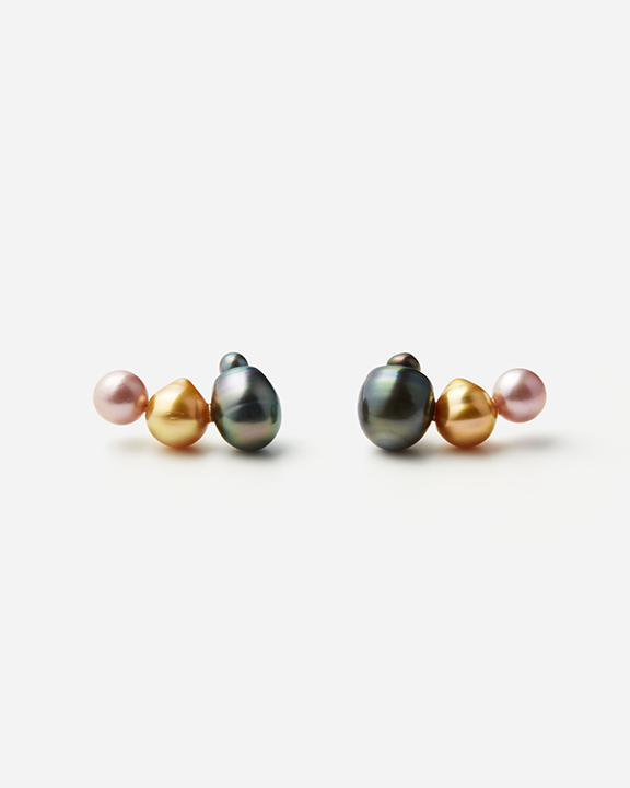 [ Exclusive ] Triple Pearls Earrings | タヒチパール 南洋パール 淡水パール ピアス