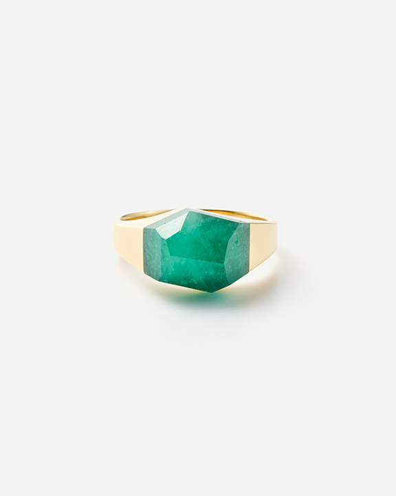 Emerald Mini Rock Ring (Round) | エメラルド リング