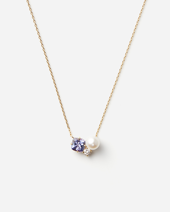 Tanzanite, Diamond, Akoya Pearl Necklace | タンザナイト ダイヤモンド パール ネックレス