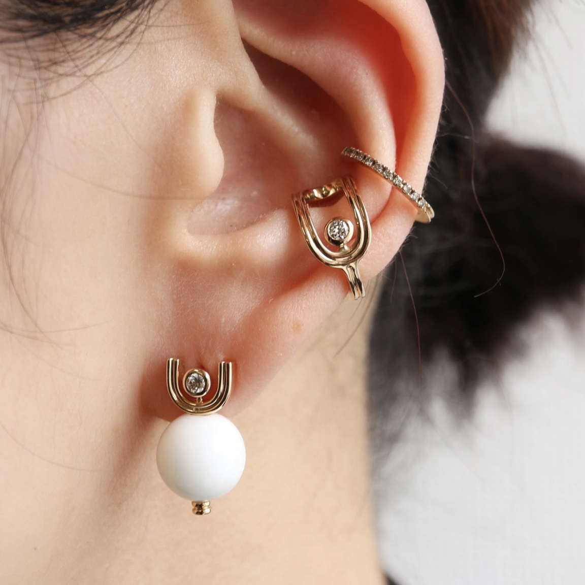 Hirotaka(ヒロタカ) Beluga Diamond White Agate Earring Hirotaka(ヒロタカ) Beluga Diamond White Agate Earring