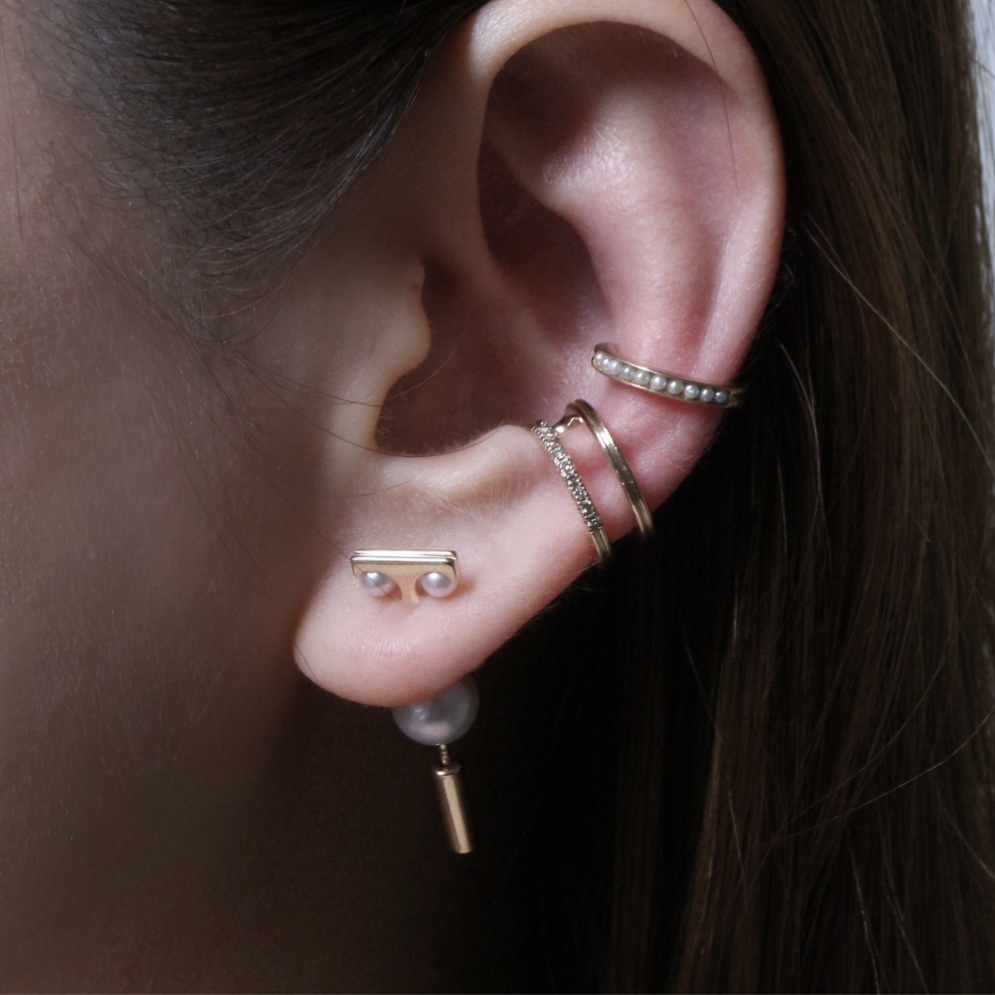 Hirotaka（ヒロタカ) Gossamer Double Line Diamond Ear Cuff 