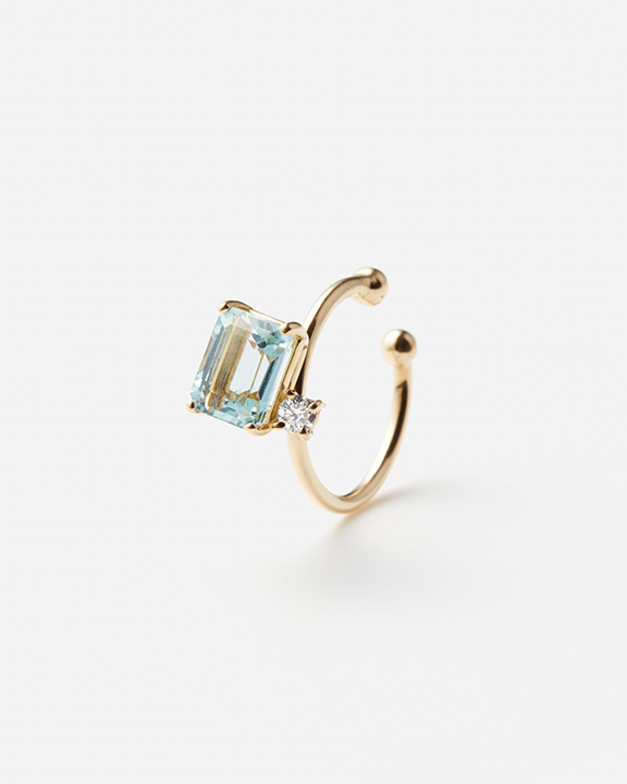 Aquamarine, Diamond Ear Cuff | おとなのイヤカフ アクアマリン ダイヤモンド