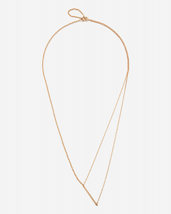 Line Necklace_Double V-shape (color:Gold) | シルバーネックレス