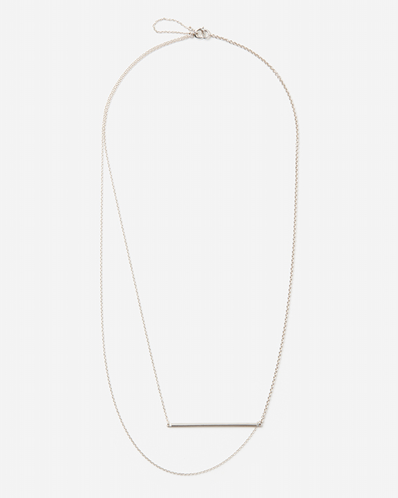 Line Necklace_Horizontal Line and Curve (color:Silver) | シルバーネックレス