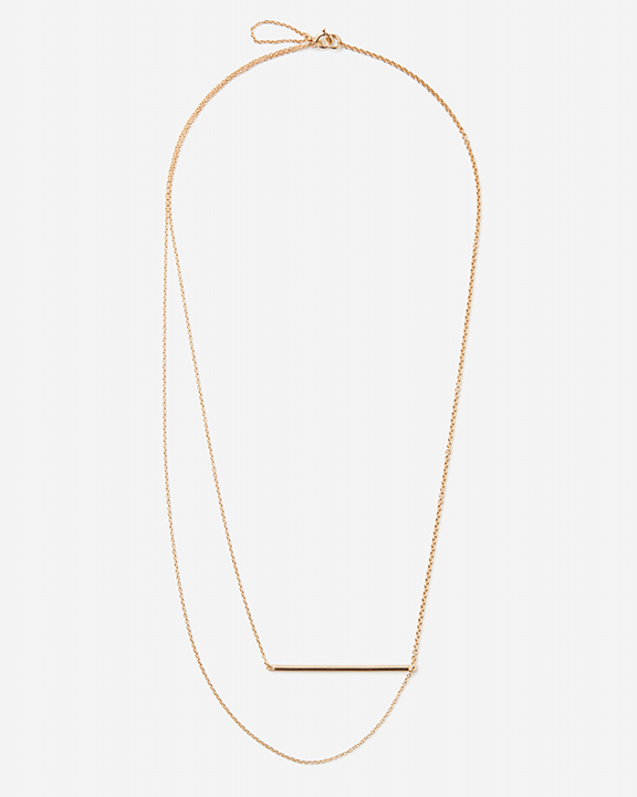 Line Necklace_Horizontal Line and Curve (color:Gold) | シルバーネックレス