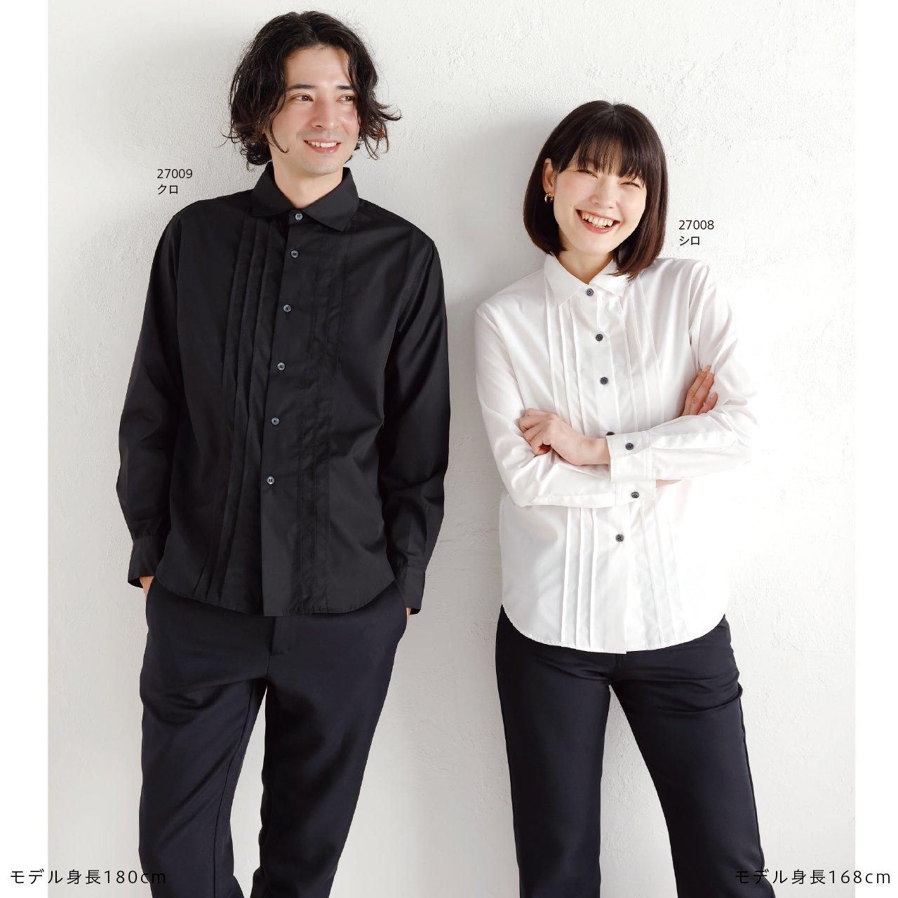 A16565 美品 Y's 12ss バイカラーピンタックブザムシャツ 黒白 1 A16565 美品 Y's 12ss バイカラーピンタックブザムシャツ 黒白 1