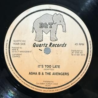 ASHA B & THE AVENGERS - ITS TOO LATE