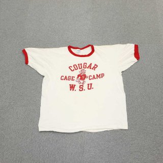 70's  champion  100% cotton  trim  T-shirtMade in U.S.A.ɽL  whitered
