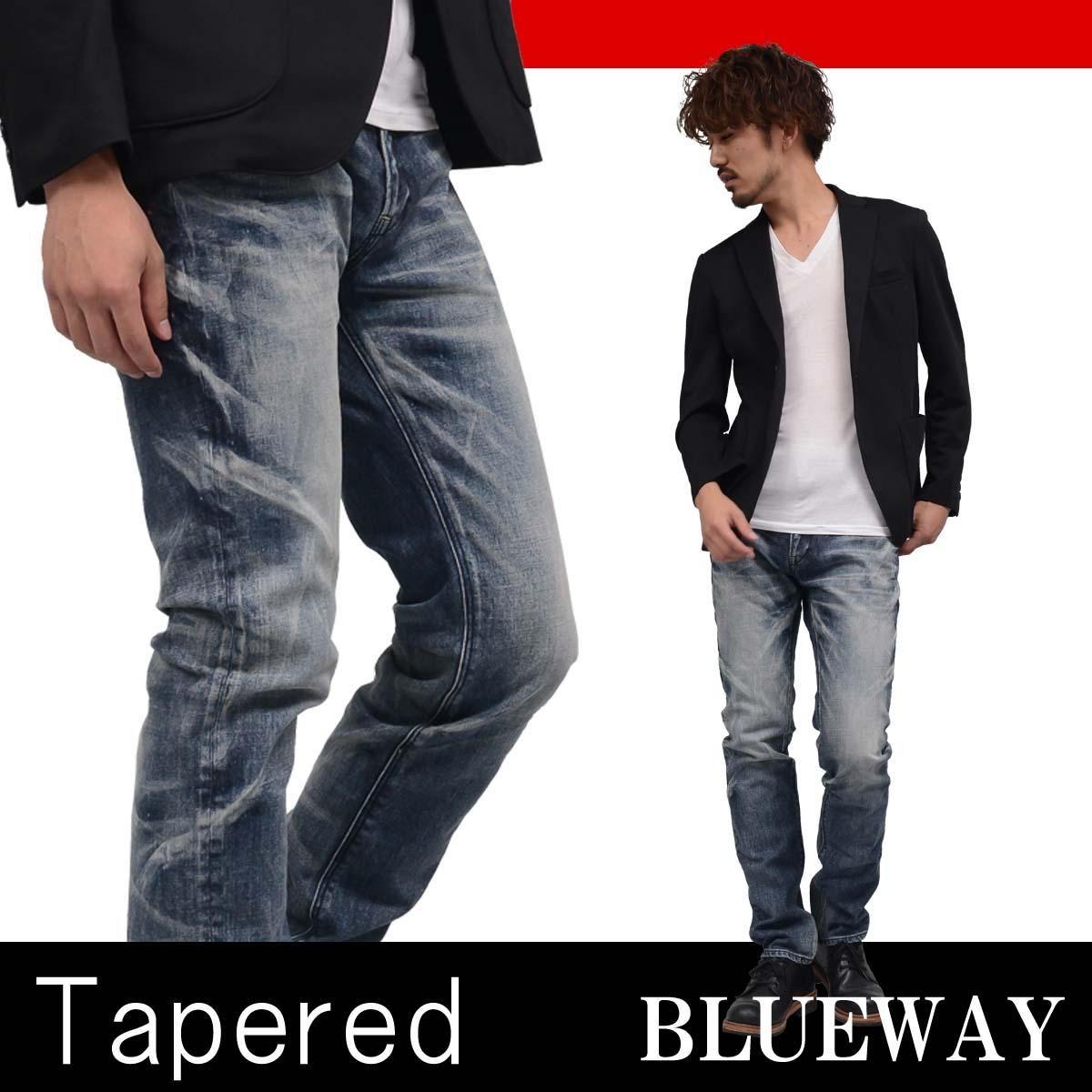 BLUE WAY ブルーウェイ　ストレートデニムパンツ　オーバーエイジング