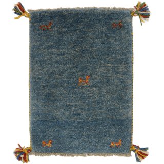 ペルシャンギャッベ 玄関マット40×60サイズ ブルー系 42.4×58.5cm
