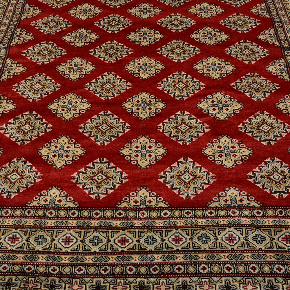 パキスタン絨毯 手織り レッド 3帖サイズ 約206×257cm 1616 