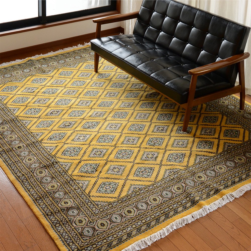 パキスタン 手織 ウール 絨毯 9×16 202×249cm 1616-25178GO 